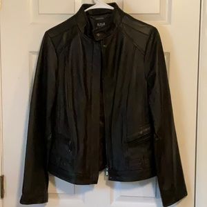 A.n.a Women’s Brown Genuine Lambskin Leather Biker Moto Jacket Size Medium